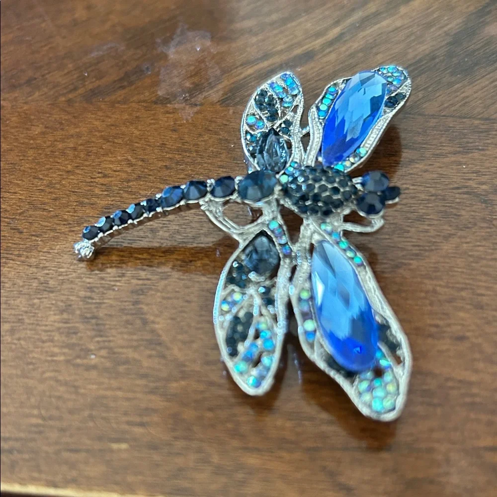 Vintage blue and green dragonfly brooch - Picture 5 of 6